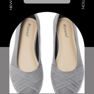 Ataiwee Women's Wide Width Flats Shoes - Casual Comfortable Round Toe Plus Size Ballet Shoes.