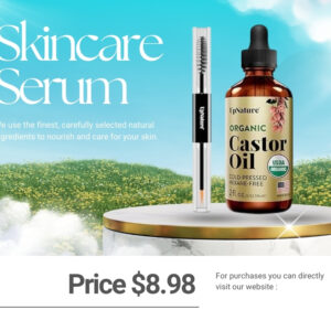 UpNature Lash Serum for Eyelash Growth - 100% USDA Organic Castor Oil for Eyelashes and Eyebrows Hexane Free (2oz Glass Bottle)