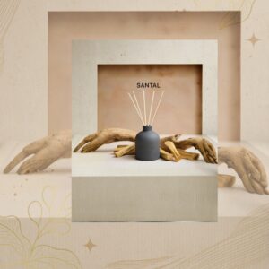 Craft & Kin Reed Diffuser for Home & Bathroom – Santal Woods Holiday Reed Diffuser Set with Fragrance Sticks, Long-Lasting Alcohol-Free Winter Scent, Earthenware Collection, 6.7oz