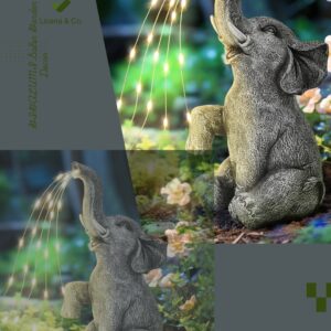 GIGALUMI Solar Garden Decor Watering Elephant Statues Outdoor, Birthday Gifts for Women Mom Grandma Senior Elder, Elephant Ornament for Balcony, Garden, Patio, Yard, Lawn (Constant Lights Only)