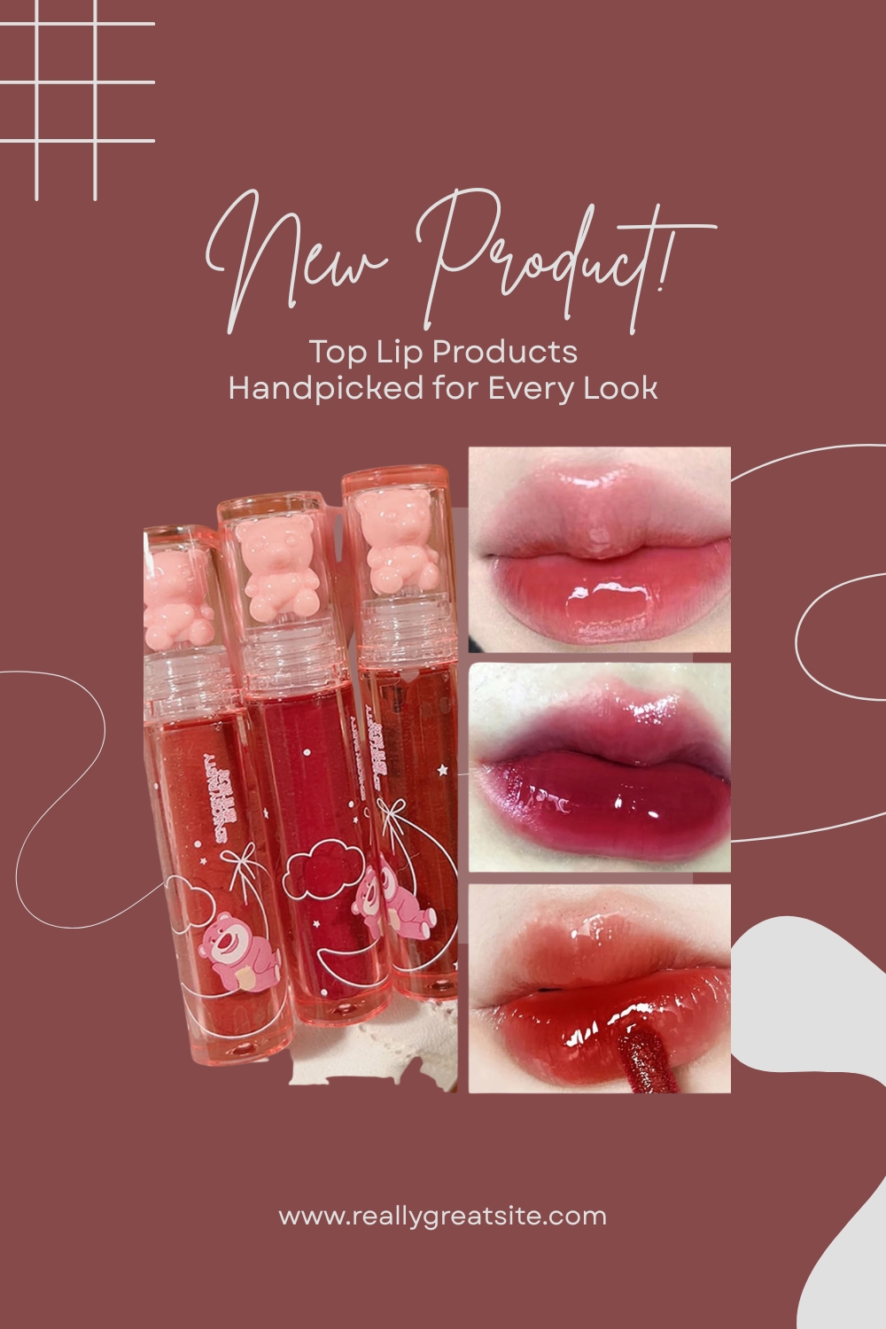 3 Colors Bear Lip Gloss,Jelly Lip Glaze,Cute Liquid Lipstick Bear Lip Stain Watery Lipgloss Plumping Lip Tint Moisturizing Waterproof Long Lasting for Lip and Cheek