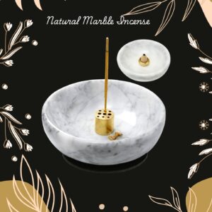 Vrupin Natural Marble Incense Burner, Handmade Incense Stick Incense Burner Reflux Burner, Ideal for use in Meditation, Incense Smokers and Decoration. (Grey)