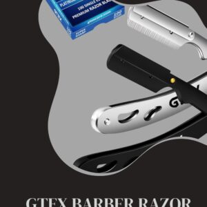 Straight Razors For Men 100 GTEX Barber Razor Blades - 2 Professional Single Blade Razors for Men Navajas Para Barbero Straight Edge Razor Barber Beard...
